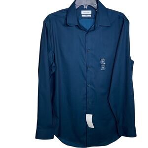 Calvin Klein Mens Steel SlimFit NonIron Dress Shirt Dark Cypress 15.5 32-33 $85